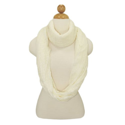 TrendsBlue Premium Solid Color Knit Infinity Circle Scarf - color: Ivory