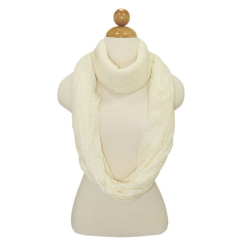 TrendsBlue Premium Solid Color Knit Infinity Circle Scarf - color: Ivory