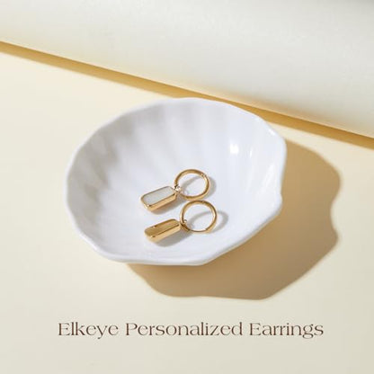 Natural White Sea Shell Long Pendant Earrings for Women Iridescent Elegant 18K Gold-Plated Titanium Steel Jewelry Minimalist & Unique - color: Gold