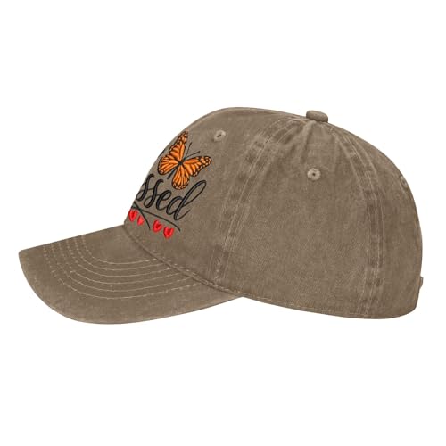 for Mom Grandma Auntie, Guardian Butterfly Embroidered Baseball Cap for Women, Meaningful Hat - color: Khaki Butterfly Blessed