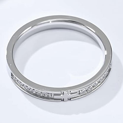 Jude Jewelers 3mm Stainless Steel Christian Cross Eternity Style Stacking Wedding Band Ring - color: Silver