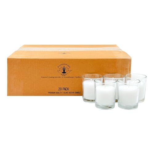 Hosley 20-Pack White Unscented Votive Candles in Clear Glass Holders Hand Poured Wax for Timeless Elegance and Versatile Décor Illuminate Every Moment - color: White, size: 20 Pack