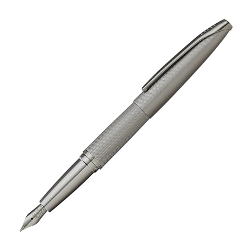 Cross ATX Sandblasted Titanium Gray Fountain Pen, Fine Nib, Black Ink - color: Sandblasted Titanium Gray, style: Fine Nib