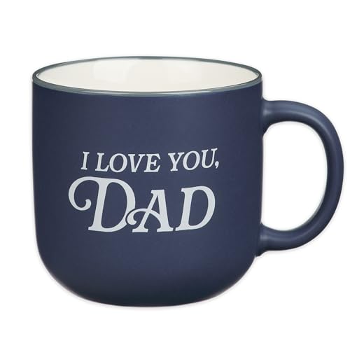 Christian Art Gifts I Love You, Dad Ceramic Coffee Mug, Non-toxic, Microwave/Dishwasher Safe, Navy Blue & White, 14 oz., Gift for Dad, Malachi 4:6 Bible Verse on Back - color: Navy Blue/Love You Dad, size: 14 Ounces
