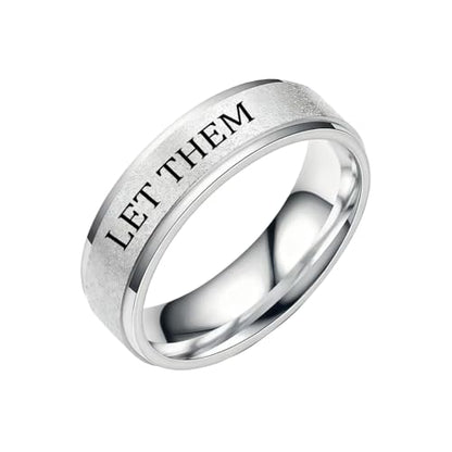Inspirational Anxiety Relief Fidget Spinner Stackable Finger Rings for Women Men Just Breathe Let Them for Women Men Jewelry Dull Polish Titanium Steel Birthday Wedding - color: Let Silver(can't spinner)
