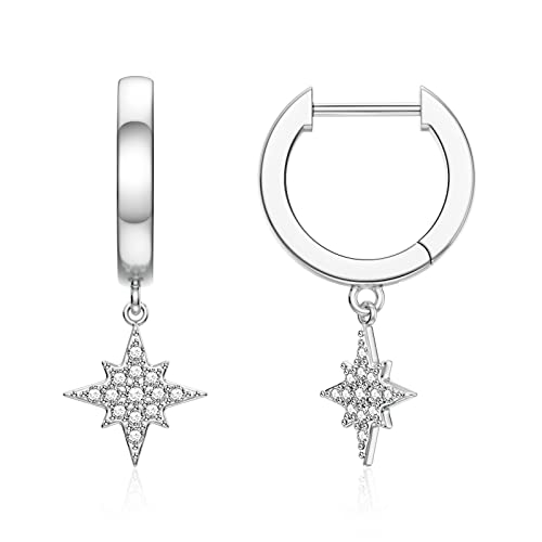 SEVENWELL Huggie Hoop Earrings for Women, Dangle Dangle Hoops - color: 06 Silver Celestial