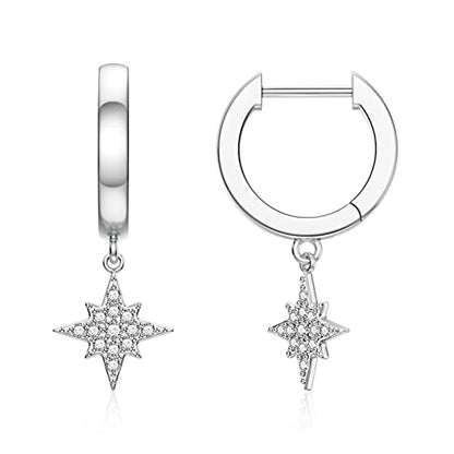 SEVENWELL Huggie Hoop Earrings for Women, Dangle Dangle Hoops - color: 06 Silver Celestial