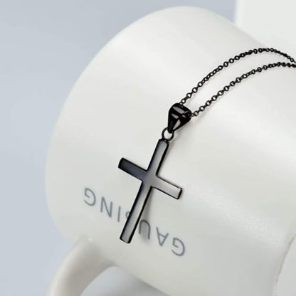 POPLYKE Cross Necklace 925 Sterling Silver Cross Pendant for Men Women - style: Black Cross