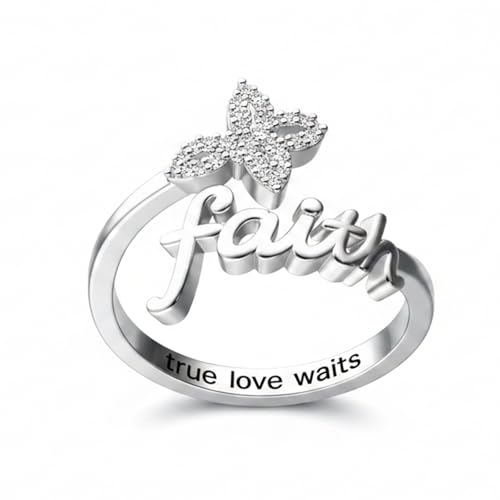 Dorunmo Adjustable Open Rings 925 Sterling Silver Cute Animal Rings for Women Vintage Jewelry Gifts - style: Faith