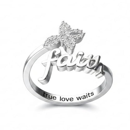 Dorunmo Adjustable Open Rings 925 Sterling Silver Cute Animal Rings for Women Vintage Jewelry Gifts - style: Faith