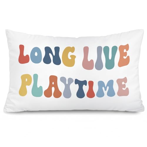 Long Live Playtime 12x20 Pillow Cover for Kids Playroom Decor - color: 02-long Live Playtime(white)
