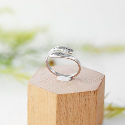 925 Sterling Silver Inspirational Adjustable Rings - Personality Encouragement Jewelry Gift For Women - style: One day at a time