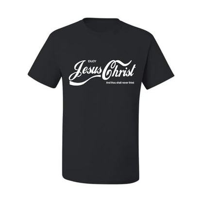 Enjoy Jesus Christ Parody Shirt Thou Shalt Never Thirst, Funny Christian Inspirational T Shirt for Men Women - color: Black-jesuschrist, size: Small