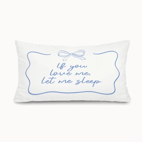 Blue Bedroom Decor,Coquette Blue Bow Pillow Cover - color: White-sleep