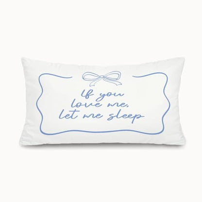Blue Bedroom Decor,Coquette Blue Bow Pillow Cover - color: White-sleep