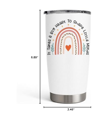 SANDJEST Teacher Tumbler - It Takes Big Heart to Shape Little Minds Travel Coffee Mug Appreciation Gift for Teachers - 20oz Insulated Stainless Steel Tumblers Birthday, Christmas, Back To School Gifts - color: Teacher 2