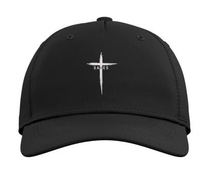Cool Christian Cross Jesus Saves Men Women Graphic Christ Adjustable Baseball Hat - color: Black