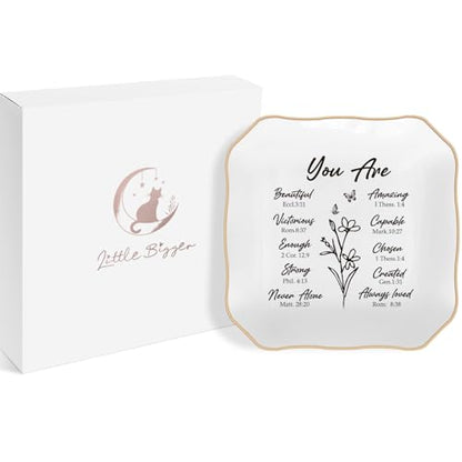 Christian Gifts–Bible Verses Jewelry Tray,Confirmation Gifts for Teen Girls - style: You Are-Wave Square