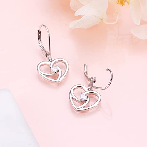 S925 Sterling Silver Heart Dangle Drop Earrings for Women Jewelry Gift - style: Heart CZ