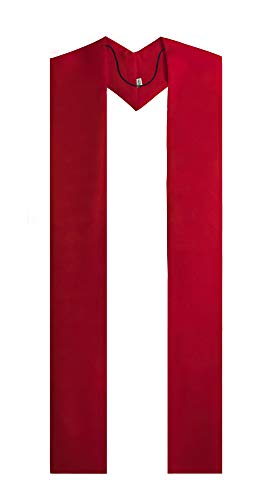 IvyRobes Unisex Adults Overlay Plain Clergy Stole 94"-4 Colors Available - color: Red