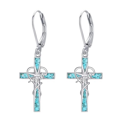 Cross Earrings 925 Sterling Silver Dangle Earring Gifts for Women - style: Cross Faith