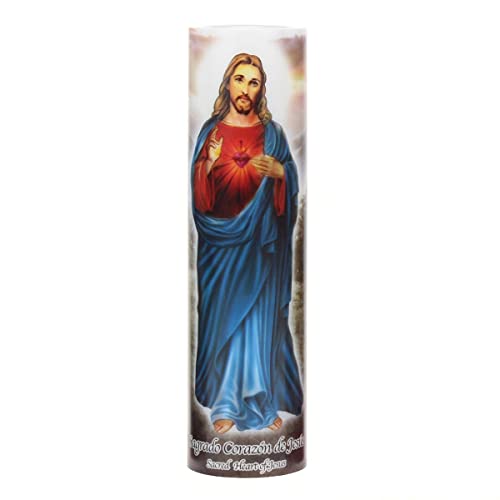 Stonebriar LED Saint Prayer Candle — Automatic Timer, Flameless Candle for Prayer, Memorials & Religious Décor, Jesus, 8" - size: 1 Count, style: Jesus