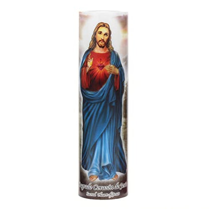 Stonebriar LED Saint Prayer Candle — Automatic Timer, Flameless Candle for Prayer, Memorials & Religious Décor, Jesus, 8" - size: 1 Count, style: Jesus