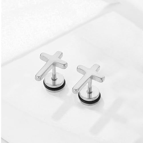 Small Gold Cross Earrings for Women Rhinestone Cross Stud Earrings Trendy Jewelry Gift - color: A: Silver Cross Earrings