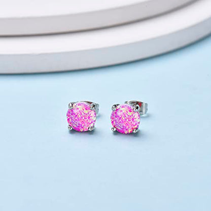 CERSLIMO Multi Colors fire Opal Stud Earrings Birthstone Earrings For Women 8mm - color: 08 Purple