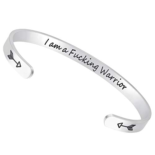 Fesciory Inspirational Bracelets for Women, Stainless Steel Cuff Bangle - color: Silver