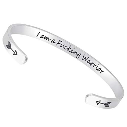 Fesciory Inspirational Bracelets for Women, Stainless Steel Cuff Bangle - color: Silver