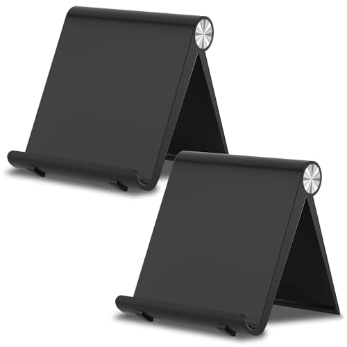 Cell Phone Foldable Stand for Desk, Portable Cell Phone Holder, Adjustable Tablet Dock, Office Desk Accessories for iPhone 17 16 15 14 13 Pro Max Air, Galaxy S25, S24, Black&Black - color: Black&Black