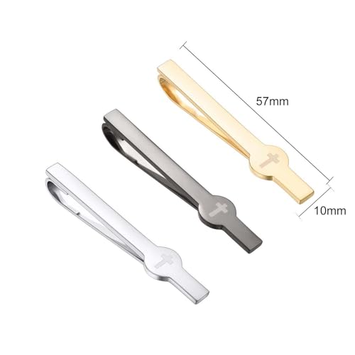 3Pcs Skinny Tie Clip Set Fancy Tie Clips For Men Unique - color: Cross 3 Colors Set
