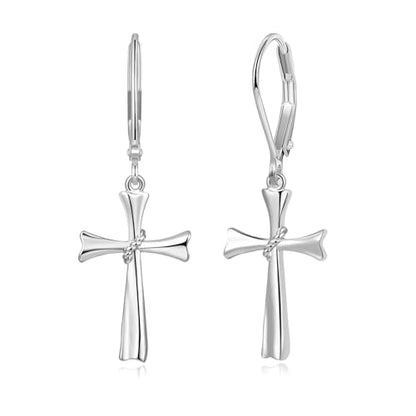 14K Gold Earring Cross Waterdrop Butterfly Heart Knot Earrings for Women Gold Silver Cross Leverback Drop Gold Silver Teardrop Hoop Dangle Earring White Gold Dangle Drop Earring - color: Silver-Cross Dangle Earring