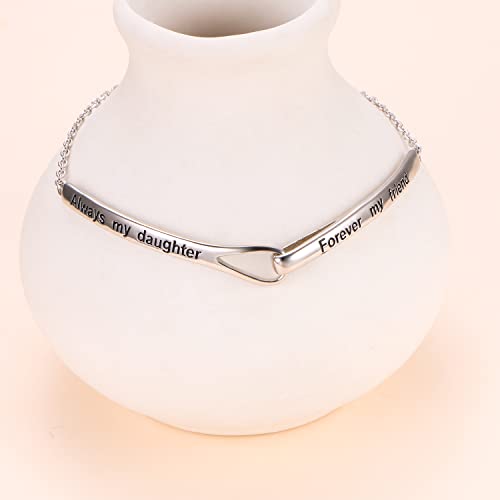 Sterling Silver Engraved Inspirational Adjustable Infinity Bracelet Graduation Gift for Mother Sister Best Friend Jewelry for Women - style: Always my daughter forever my friend