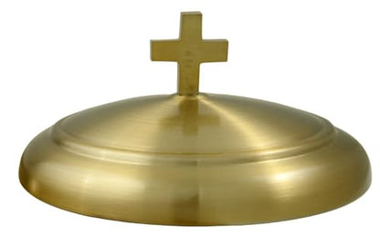 Premium Communion Bread Plate Cover for Churches, Holy Serving Tray Cover for Church, Stainless Steel Communion Plates Lid for Church, Communions Ware Church Supplies: Matte Brass Finish - color: Matte Brass