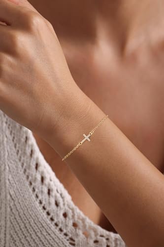 Robaice 18K Gold Plated Cross Charm Bracelet for Women - color: F Gold Cross Bracelets