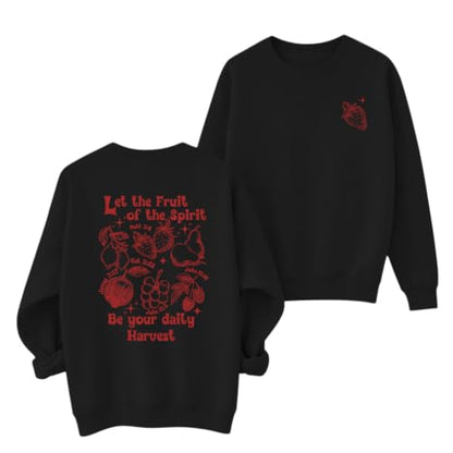 Womens Christian Faith Bible Verse Fruit of The Spirit Sweatshirt - color: Black, size: Small