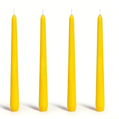 4 Pack Yellow Taper Candles丨Taper Candles 10 Inch Dripless丨Unscented & Smokeless Candlesticks Bulk丨7-8 Hours Long Burning Tall Candles丨Ideal for Christmas Weddings Parties Dinner - color: Yellow, size: 4 Pack Taper Candle