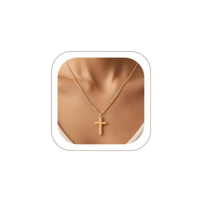 KeyStyle Cross Necklace for Women,Silver/Gold/Rose Gold Cross Pendant - color: 02-Medium Cross-Gold