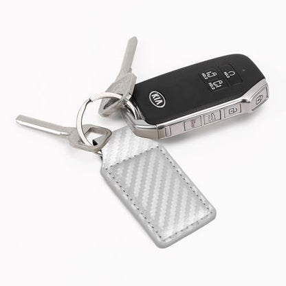 LaserGram Rectangle Keychain, Christian Cross, Personalized Engraving Included - color: Carbon Fiber Silver