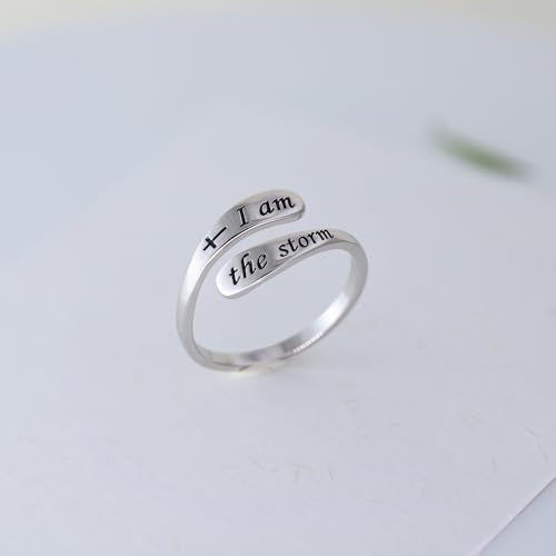 925 Sterling Silver Inspirational Adjustable Rings - Personality Encouragement Jewelry Gift For Women - style: I am the Storm