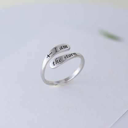 925 Sterling Silver Inspirational Adjustable Rings - Personality Encouragement Jewelry Gift For Women - style: I am the Storm