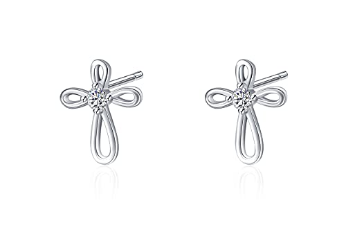 Rnivida 925 Sterling Silver Cross Stud Earrings for Women - color: Inifinity Cross