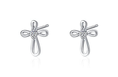 Rnivida 925 Sterling Silver Cross Stud Earrings for Women - color: Inifinity Cross