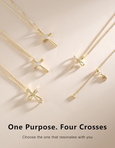 KRKC&CO Moissanite Cross Necklace for Women: D Color VVS1 0,09-0,3ct - color: Gold A