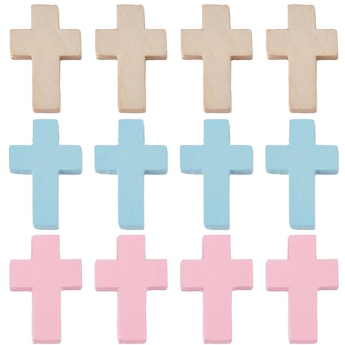 SUNNYCLUE 90Pcs Wood Cross Charms Colorful Macaron Color Small Wooden Cross Charms Bulk Mini Blue Pink Beads Pocket Crosses Easter Holiday Crucifix for Jewelry Making DIY Supplies - color: 90Pcs Dreamy Color 22x15mm