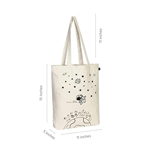 Ecoright Tote Bag for Women with Zipper, Small Tote Bag, Canvas Bag, Reusable Cotton Bag for Beach, Grocery, School & Work - color: Houston (Natural)