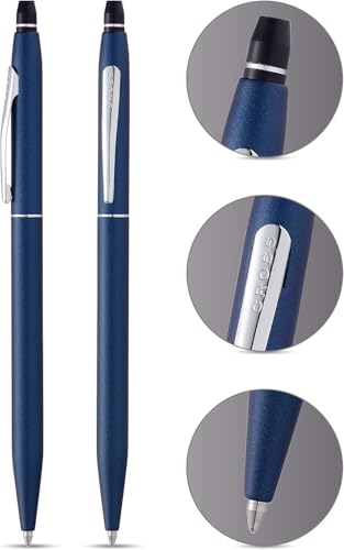 Cross Click Blue Lacquer Selectip Ballpoint Pen with Chrome Appointments - color: Blue