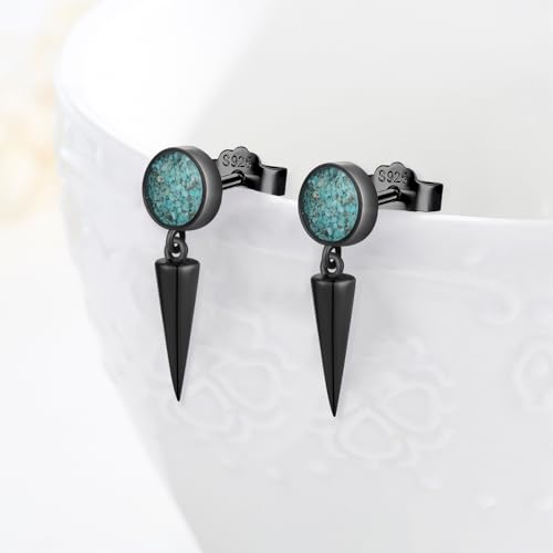 Black Dangle Drop Earrings 925 Sterling Silver Turquoise Earrings Jewelry Gifts for Women Men - style: Spike-A
